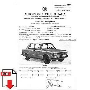 1969 Autobianchi A111 berlina FIA homologation form PDF download (ACI)
